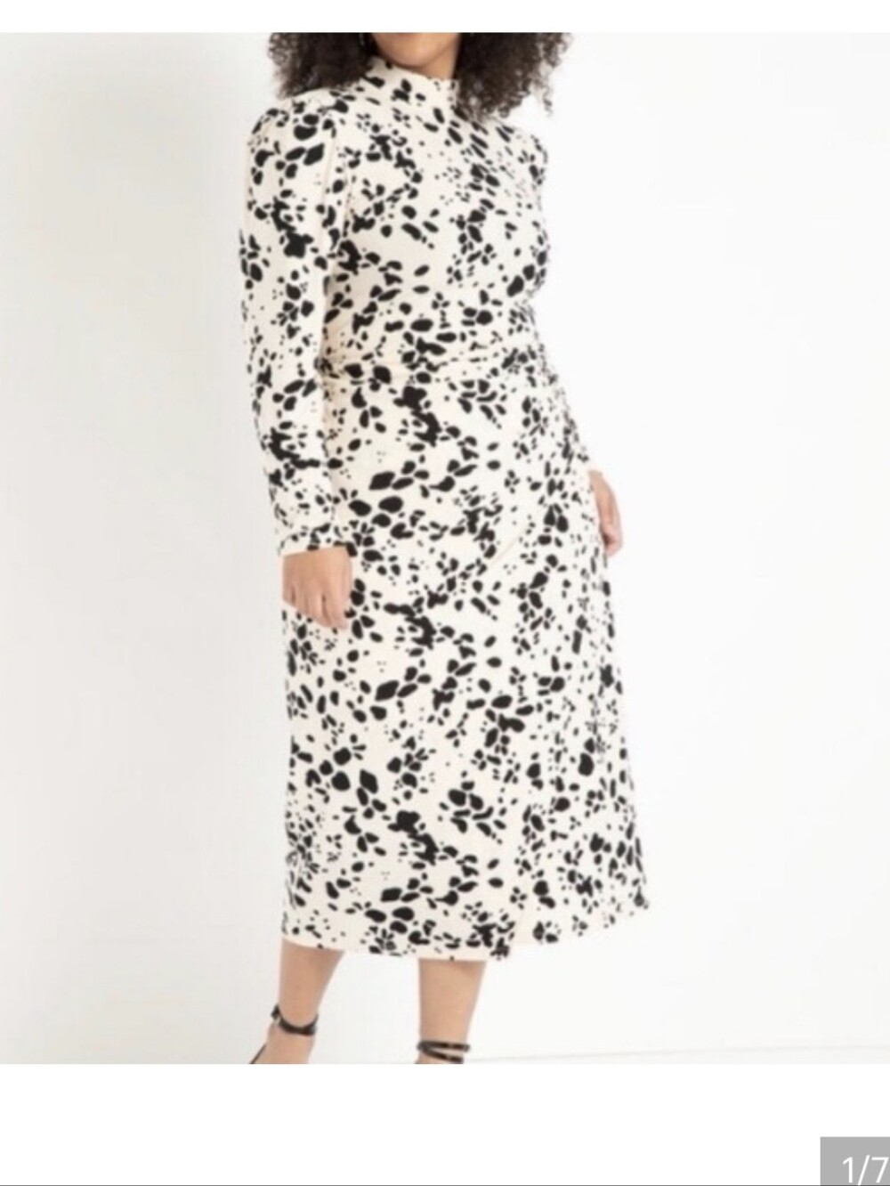 Eloquii  Cream Long Sleeve Dress With Dalmation Pattern Size 20